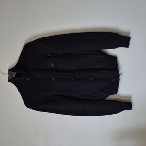 Antony Morato Classic Black Wool Blend Zip Up Sweater Jacket, Size L, Military